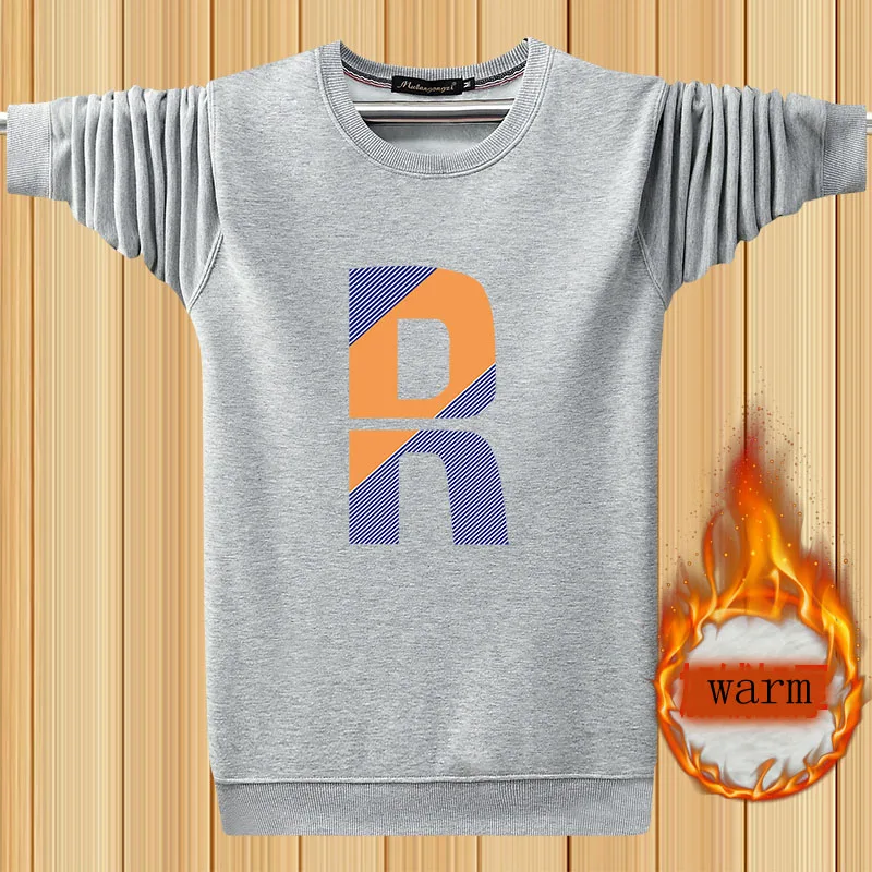 Men Sweatshirts Plus Velvet To Keep Warm 2021 New Arrival Winter Casual Male Pullover Letter Korean Style Plus Size 4XL 5XL H31