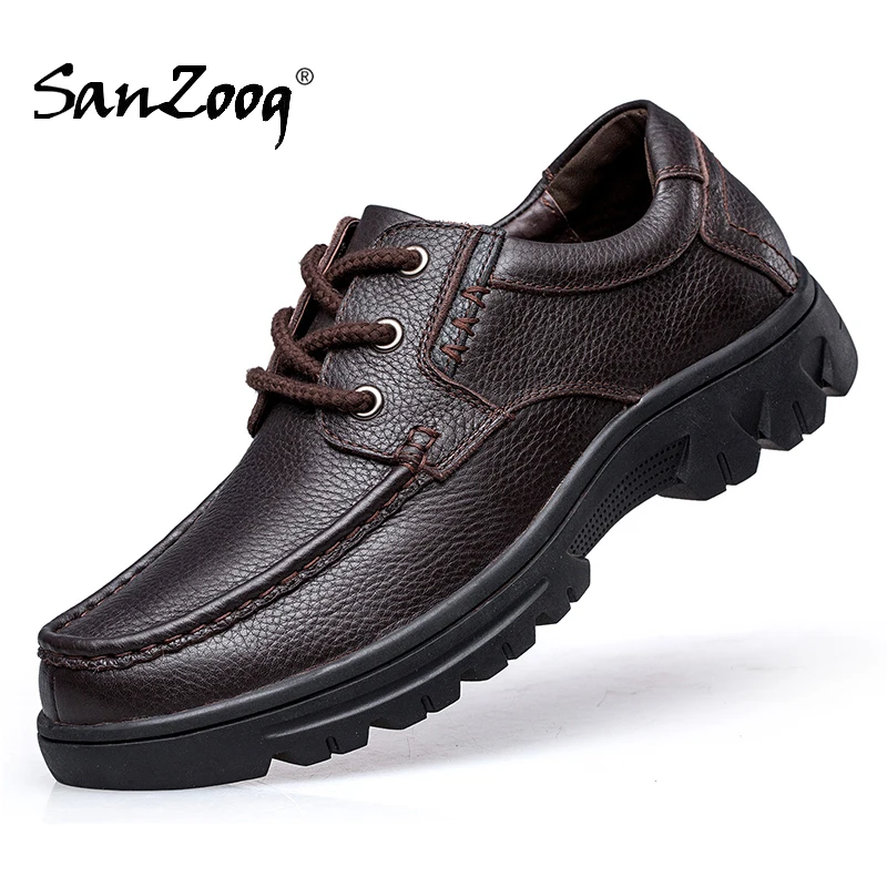 Genuine Leather Men Shoes Big Size 50 Business Casual Office New 2021 Autumn Winter Black High Quality Hard-Wearing