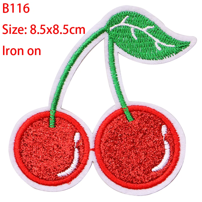 2Pcs Cute fruit cartoon sequins icon Iron on Patches for Clothing DIY Stripes Clothes Patchwork Stickers Custom Badges