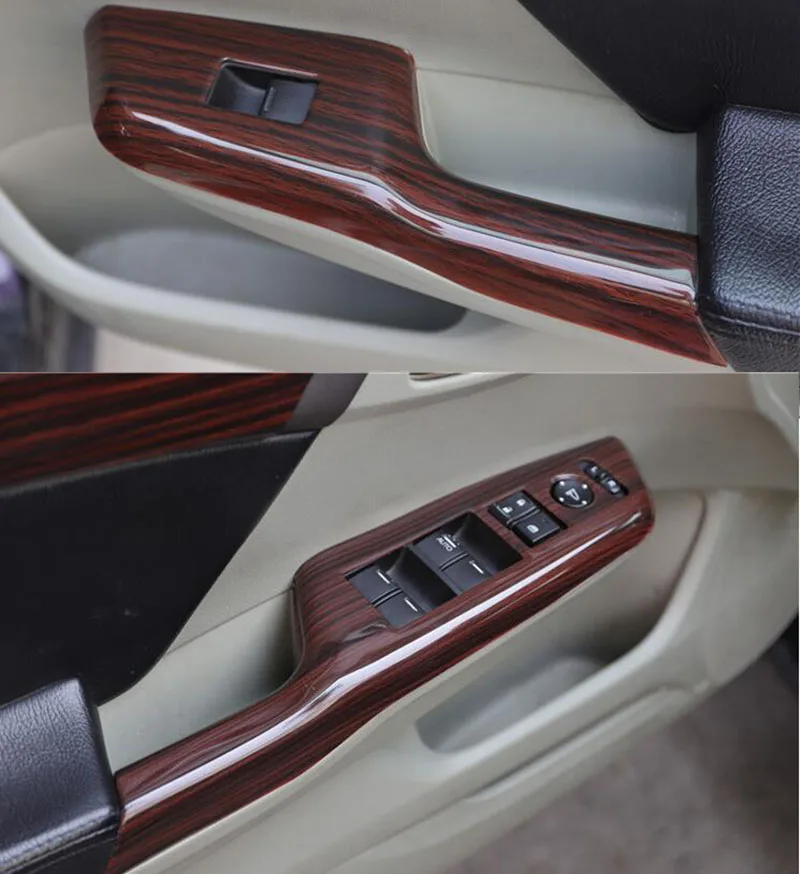 For Honda 9th Civic 2012 2013 2014 2015 Peach Wood Grain Window Lock Lift Panel Trim Frame 4PCS