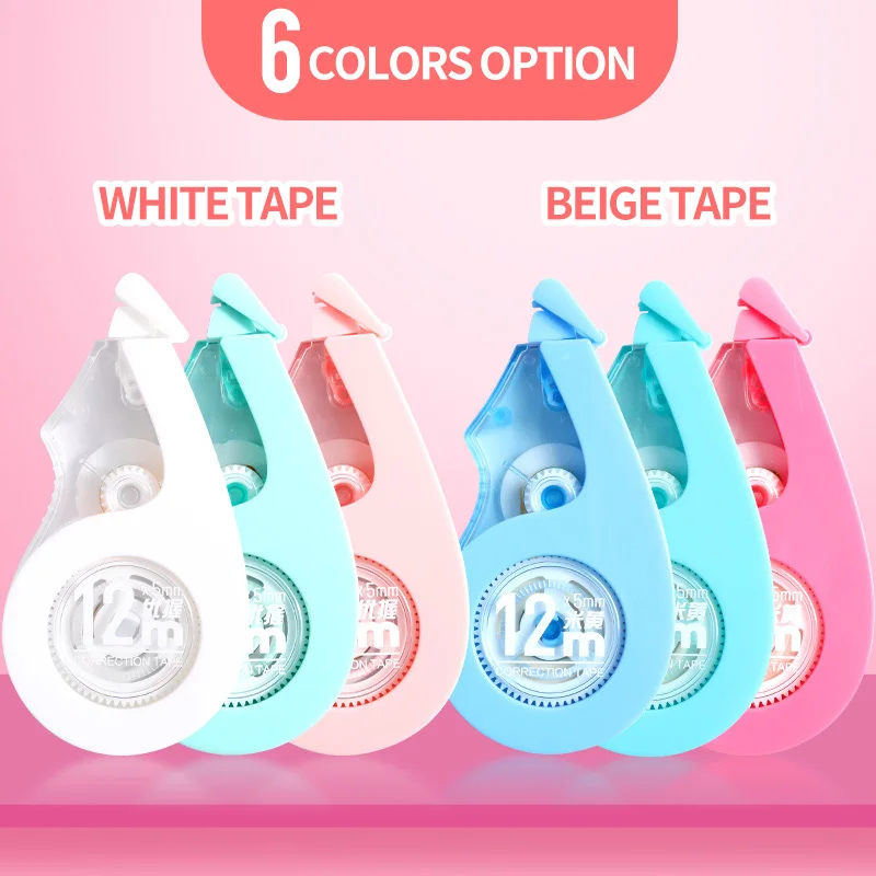 12PCS M&G 144m Roller Big Capacity White/Beige Correct Belt Correction Tape Student Office School Stationery Supplies