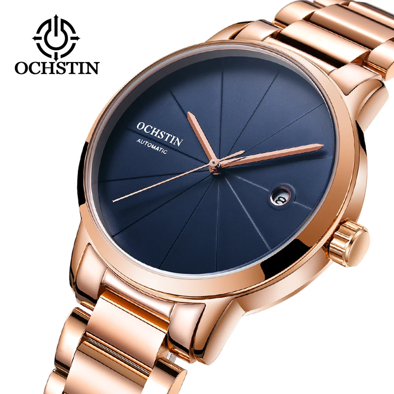 Ochstin Automatic Watch Men Top Brand Luxury Man Wristwatch Stainless Steel Watch Fashion Business Mens Wristwatches Rose Gold