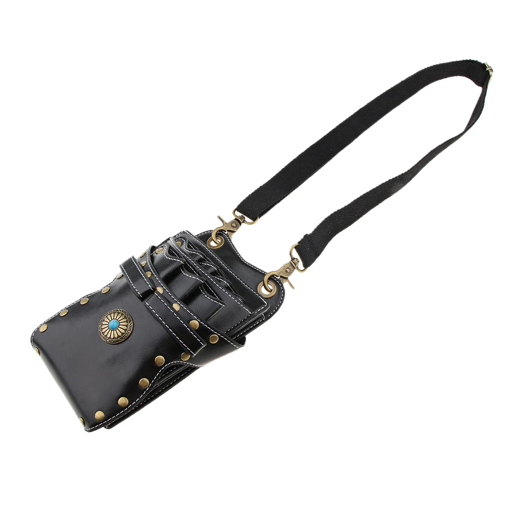 PU Leather Hair Scissors Holster Combs Pouch Bag Hairdressing Stylist Barber