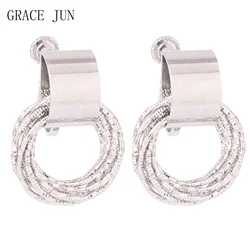 GRACE JUN 2 Colors Choose Screw Clip on Earrings No Pierced for Women Party Prom Statement Earrings Needn't Ear Hole Ear Clip