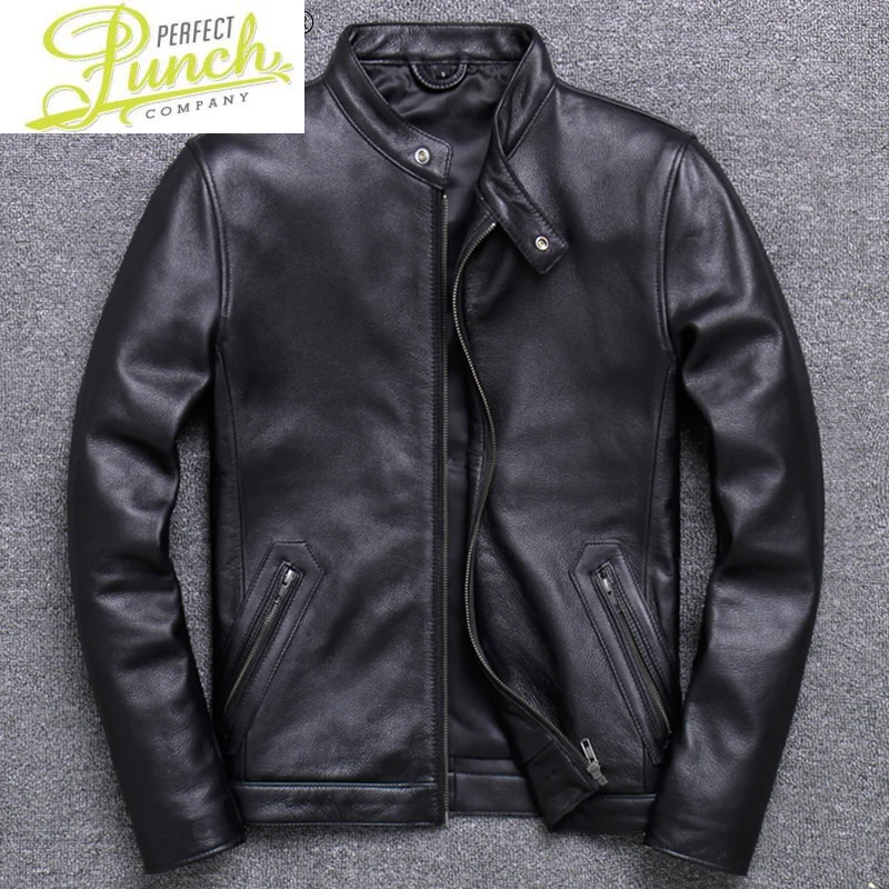 

Autumn 2021 Genuine Cowhide Leather Jacket Male Sheepskin Leather Jackets New Black Thin Men's Clothing Jaquetas Gmm36