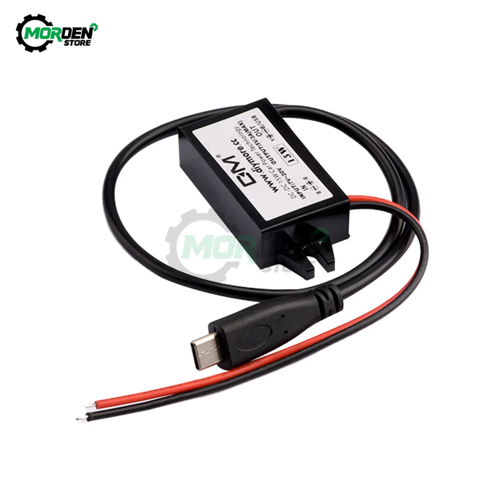 Tipo-c DC-DC 12V a 5V 3A 15W convertitore di potenza per auto Micro Step Down adattatore di uscita di tensione con alimentazione di protezione