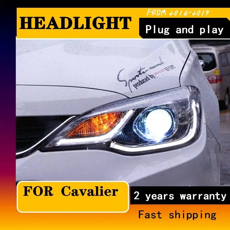 Car Styling For Chevrolet Cavalier Headlight Angel Eyes 2016-2018 For Cavalier LED Light Bar Bi Xenon Lens H7 Xenon Day Light