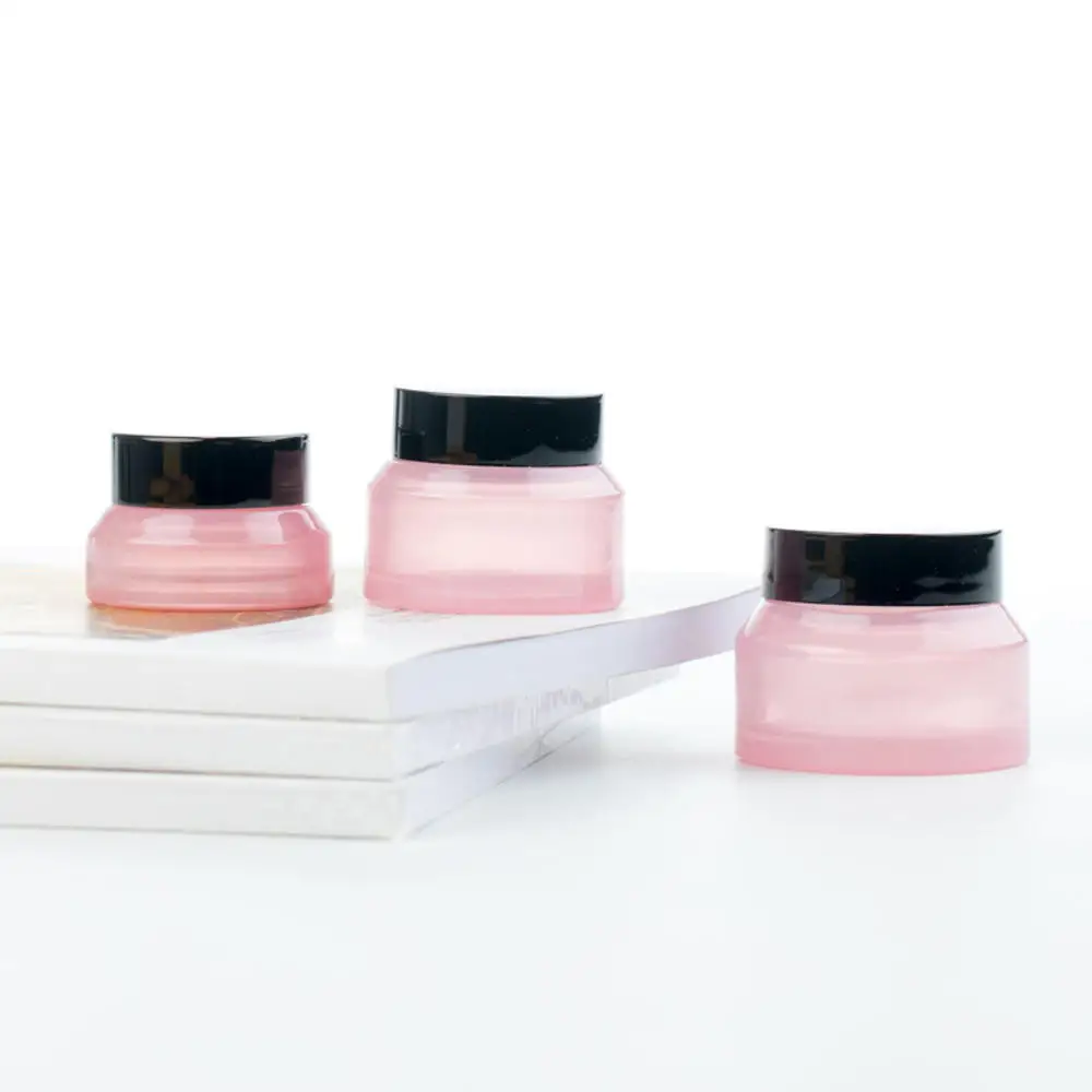 15g 30g 50g Empty Pink Glass Jar Containers Cosmetic Cream Lotion Powder Refillable Bottles Pots Travel Ointment Box