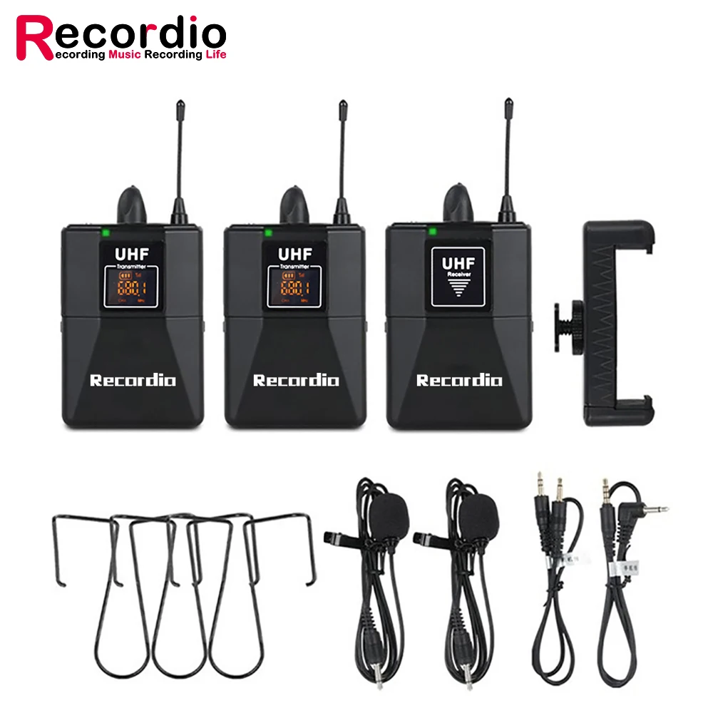 GAW-804 High-Quality Wireless Lavalier Microphone Lapel Microphone System With 16 Optional Channels Comes With Two 3.5mm Cables