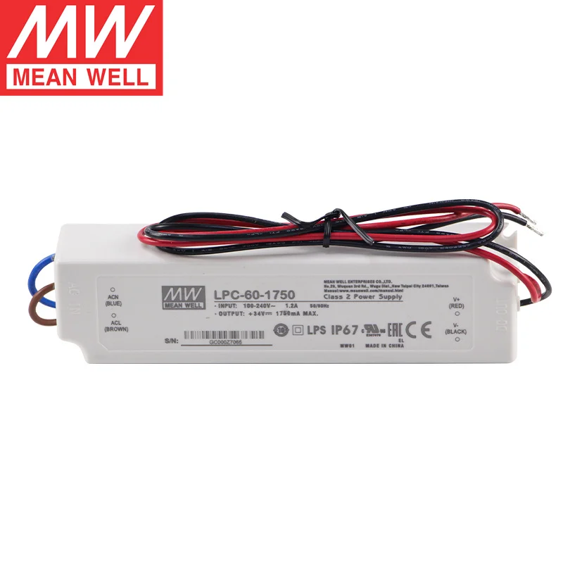 

MEAN WELL LPC-60-1050 1750 60W LED Driver 1050mA 1750mA Meanwell Constant Current LED Driver Switching Power Supply