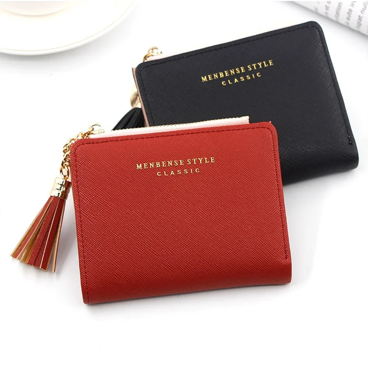 

Women Zipper Money Bags Chain Tassels Card Holder Short Wallets Clutch Handbag Ladies Party Female Purse Coin Change Pocket