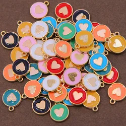 10pcs 12*15mm Zinc Alloy Round star Enamel Charms Mini Sweet Heart Charms For DIY Necklaces Bracelets Jewelry Accessories