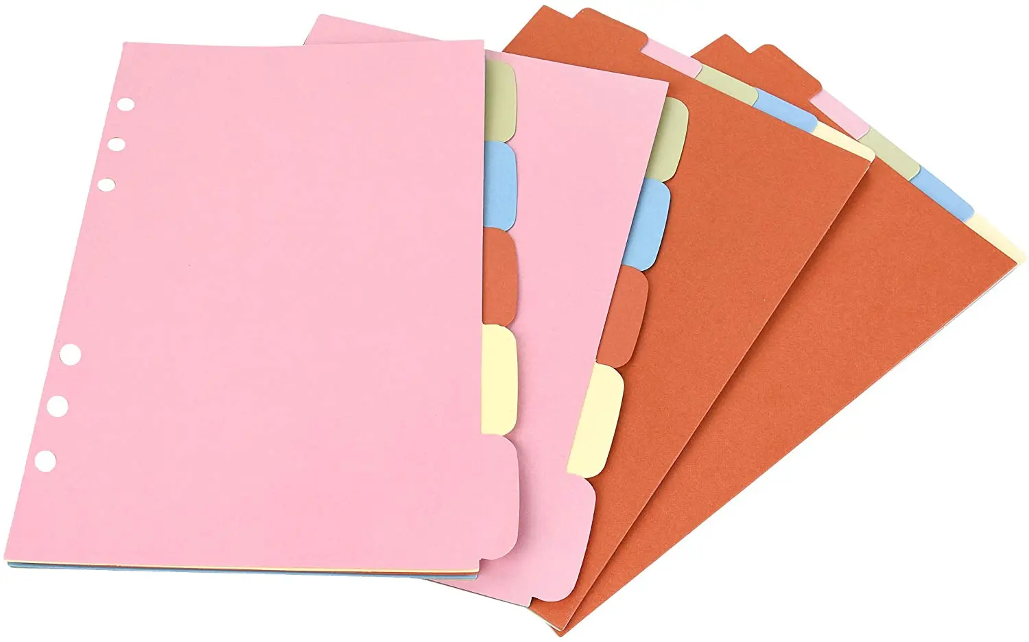 A5/A6/A7/B5/A4 Paper Divider Index Page Tab Cards For 6-Holes Ring Binders Filofax Notebooks Travel Diary Journal Planner