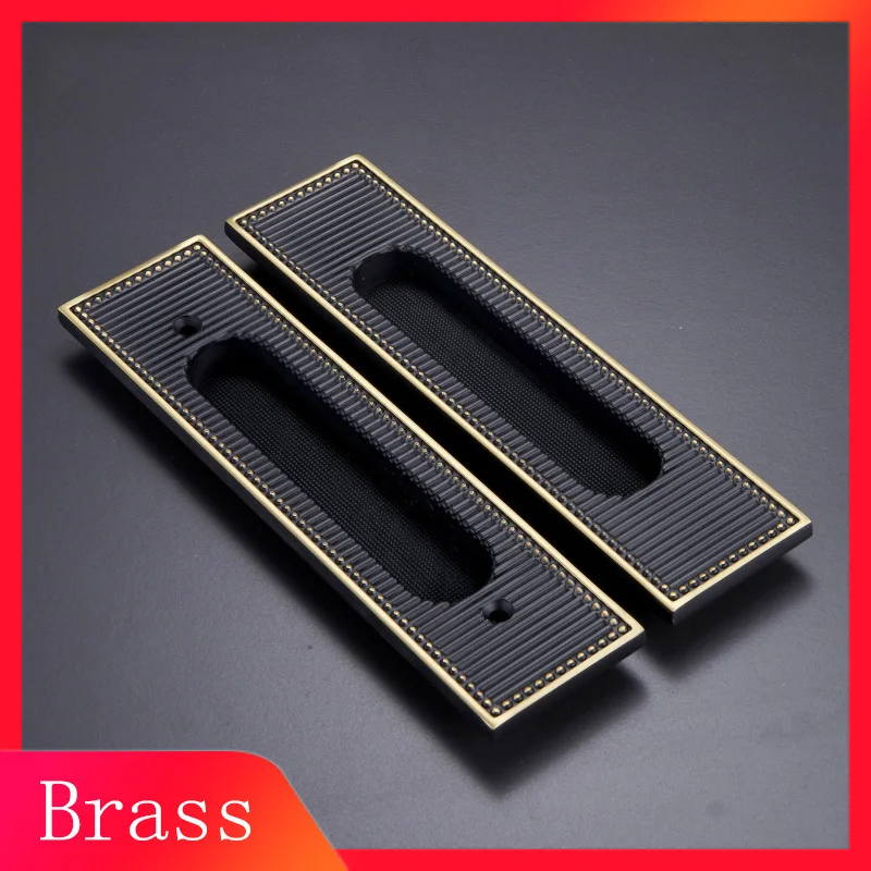 

American Style Brass Sliding Door Pull Handle Wood Hidden Black Door Handles For Interior Doors Handle