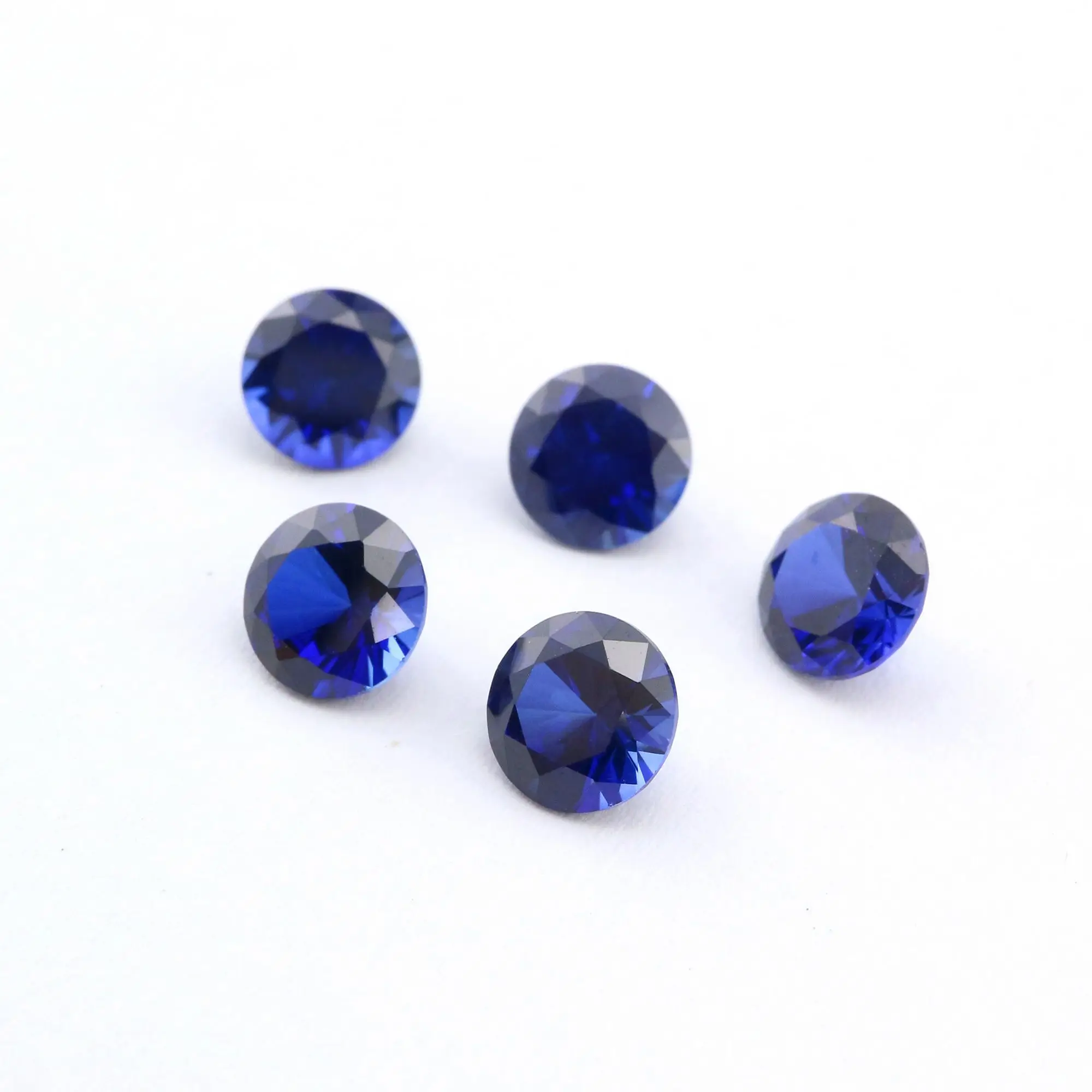 1Pcs Labor Erstellt Runde Saphir September Birthstone Blau Faceted Lose Edelstein DIY Schmuck Liefert 4110167