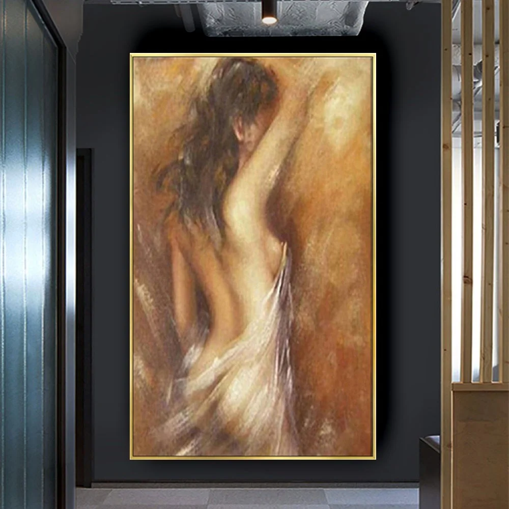 Classic Body Art Posture Canvas Picture Hand-painted Character Oil Painting Delicate Scraper Wall Painting Modern Wall Decor Art