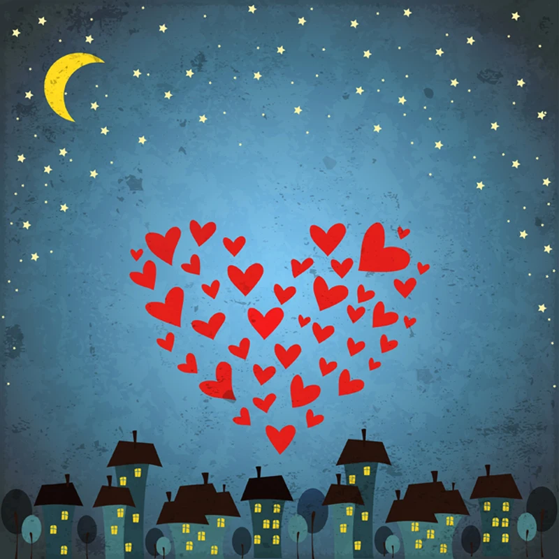 

Mocsicka Red Heart Backdrops for Photography Romantic Photo Cartoon Decoration Banner Night Sky Valentine's Day Backdrop 371