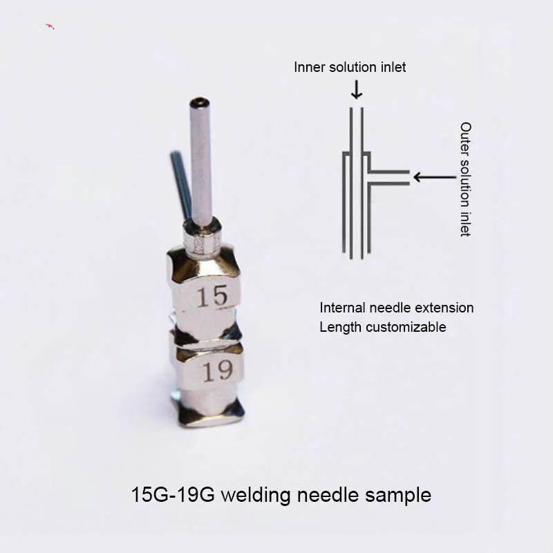 agulha coaxial eletrostatica de fiacao tipo estacionario bico de impressao 3d nucleo de couro fibra oca 01