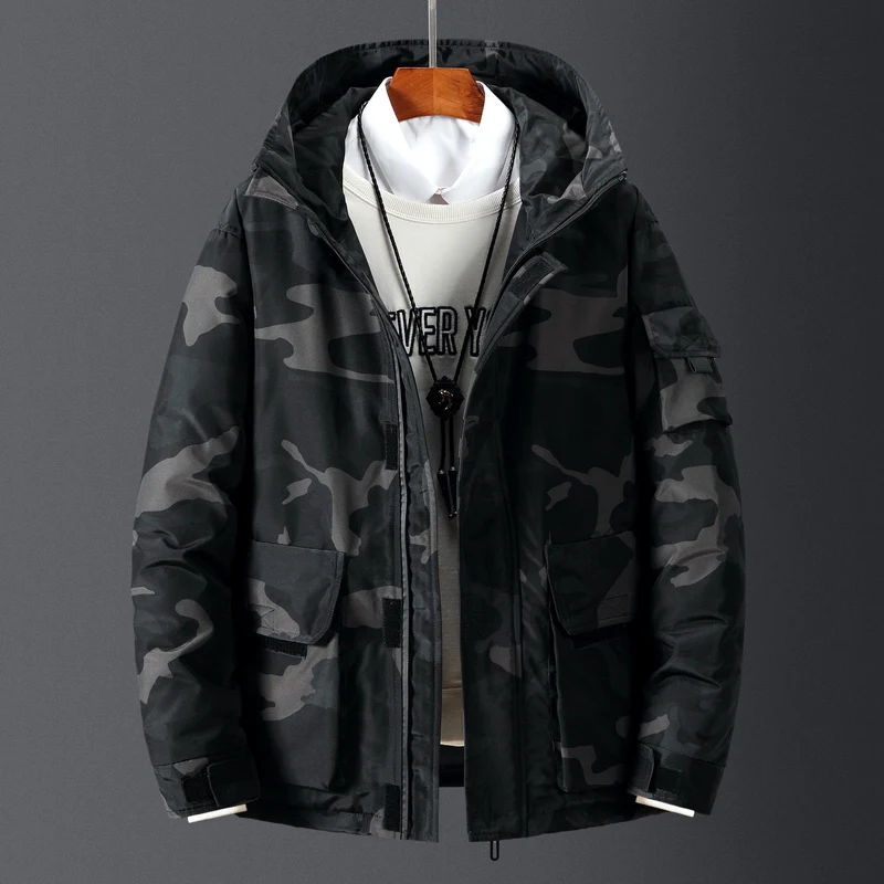Down jacket men's winter coat 2021 new student short style loose fashion young people brand High quality Camouflage jacket