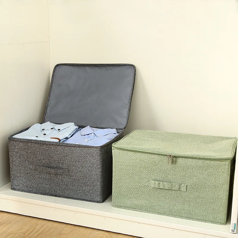 Clothes Quilt Storage Box Underwear Sealed Box Cotton Linen Bedding Storage Organizer Wardrobe Tidy Case Home Blanket Container