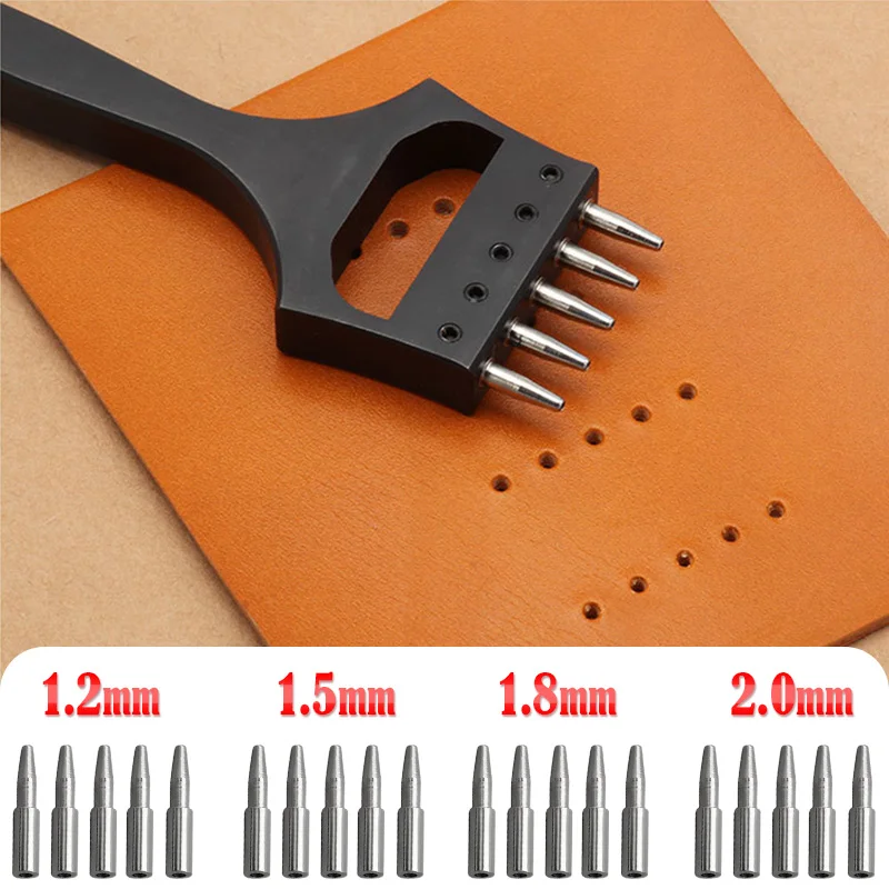 1.2mm/1.5mm/1.8mm/2.0mm Leather Round Punching for Watch Strap Belt 6.5mm Row Punch Hole Handmade Leathercraft Perforated Tools