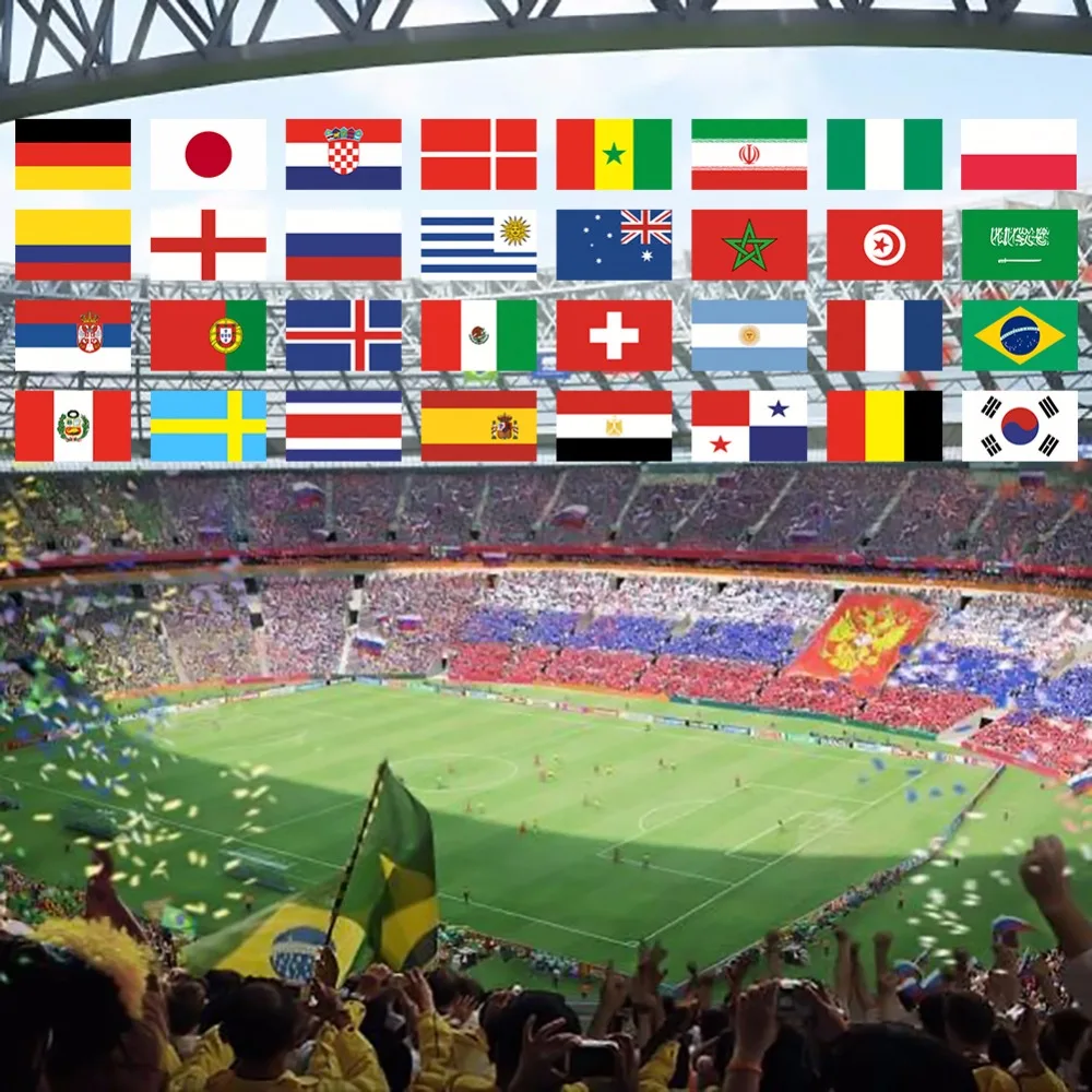 2022 String Flags 14*21 cm NO 8 15/20/24/ 32 Football Soccer World Banner Bunting Teams Country Flags  Bar Club Decoration Flag