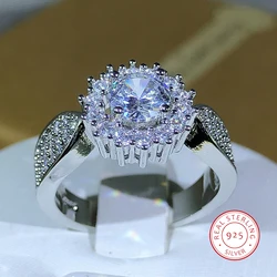 Newest Classic Many Prong Main White Zircon Ring 925 Silver For Ladies Party Cookic Party Jewelry Gift