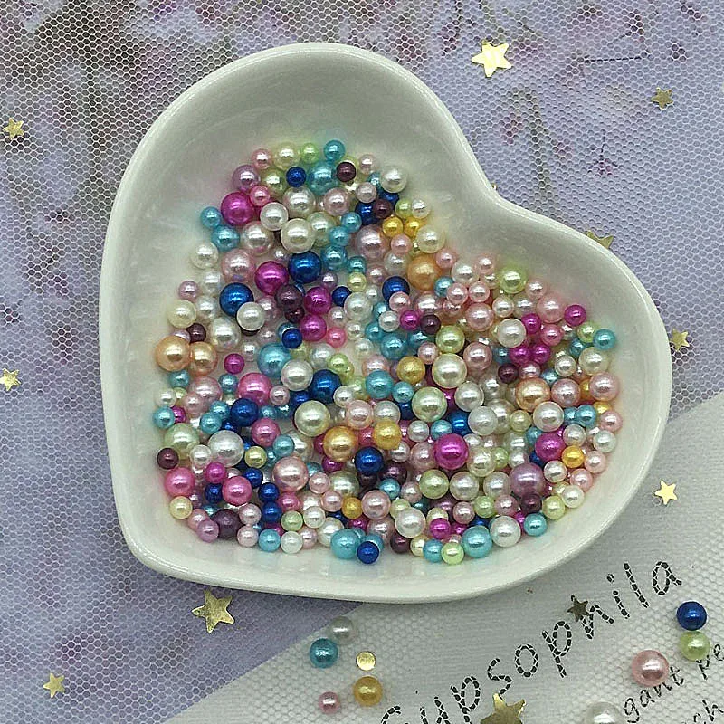 Mix Color 2/3/4/5mm Round Pearls Resin Imitation Charms Jewelry Beads Without Holes for DIY Craft Scrapbook Decoration 10g