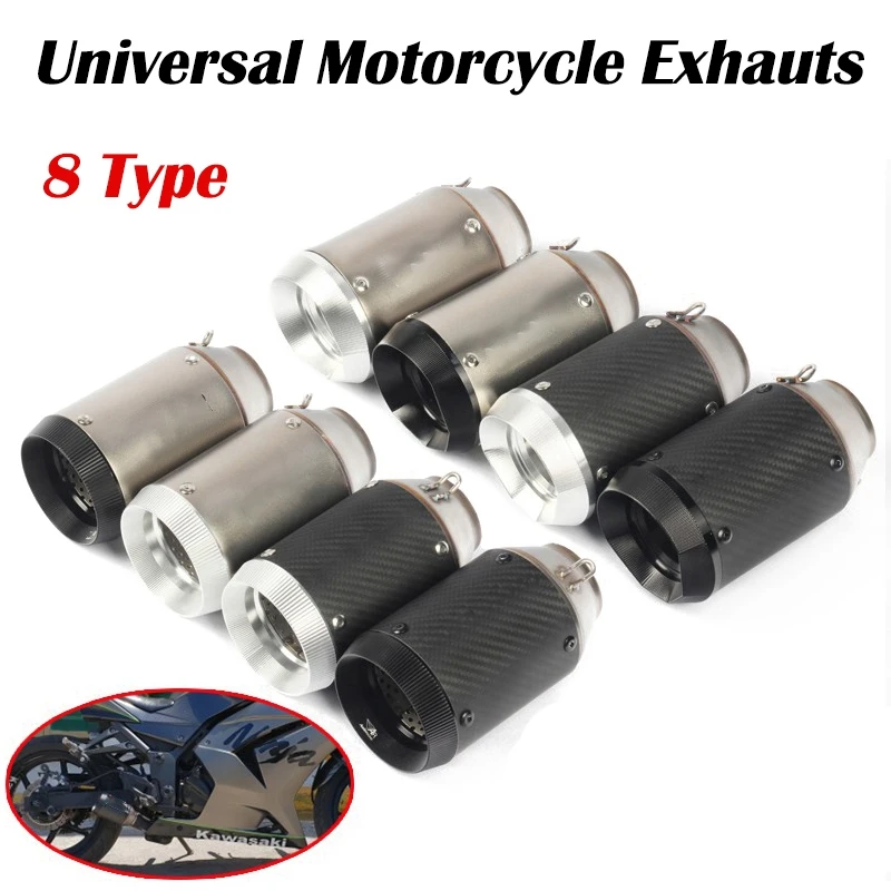 

51mm Carbon Fiber Universal Motorcycle Exhaust Tailpipe Muffler Tube With Removable DB Killer Stainless Steel Slip On