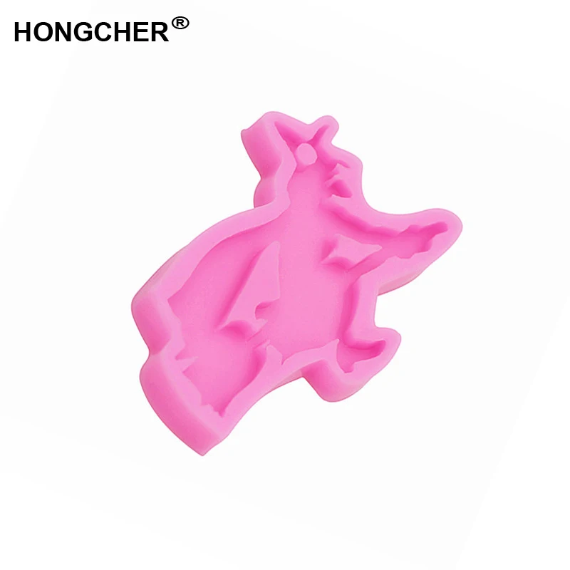 Shiny Halloween Witch Broom Silicone Molds Witch Keychain Pendant Necklace Epoxy Clay Silicone Mold Kitchen Cake Baking Gadget