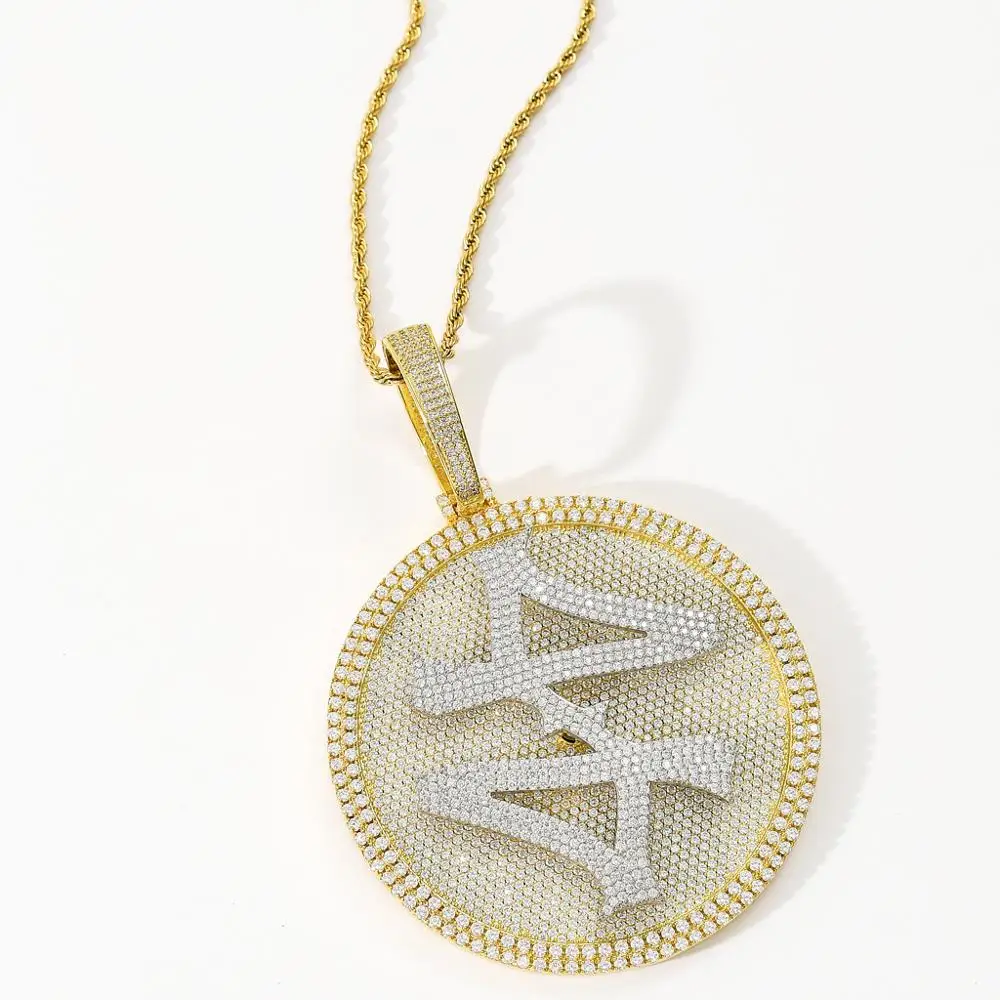 AZ Hip Hop Rotatable 44 Round Iced Out Pendants Necklaces for Men Paved Setting Zircon Stone Rapper Goth Jewelry Free Shipping