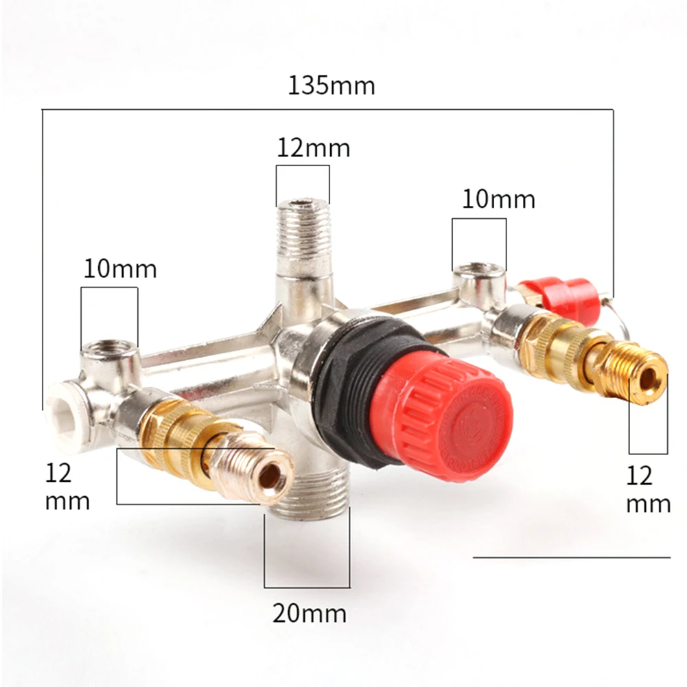 230-220V Air Compressor Pressure Aluminum Alloy Valve Switch Manifold Relief Regulator Gauges 90-120PSI