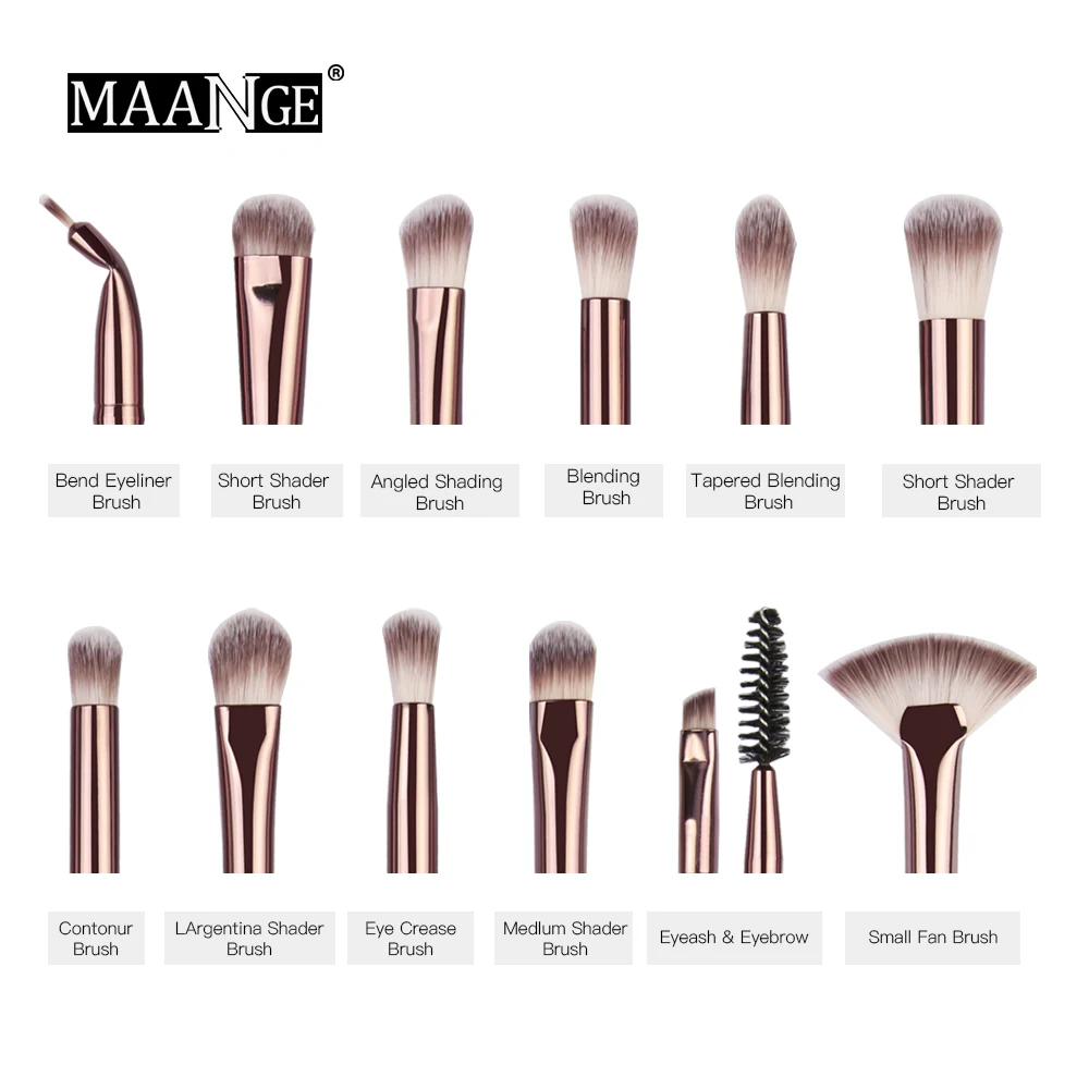 MAANGE Pro 6/12pcs Eye Makeup Brushes Set With Cosmestic Bag Rose Gold Make Up Brush Eyeshadow Blending Make Up Brush Maquiagem