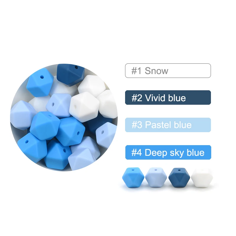 LOFCA 10 Stück 14 mm Mini-Sechskant-Silikonperlen, Lebensmittelqualität, Zahnen, Mini-Sechskant, BPA-frei, Silikon-Beißring, Spielzeug, Schnuller – Detail 13