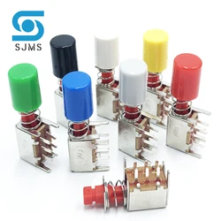 10pcs PS-22F03 Straight Angle PCB Latching Push Button No/self-locking key power Reset switches With A11 Color Button Switch Cap