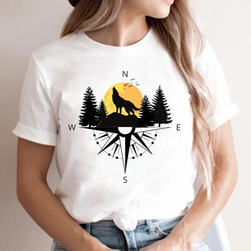 T Shirt Women River New Mountain Tee Lady Graphic Top Clothes Short Sleeve Fashion Cartoon T-shirt Female 90s Trend Clothing