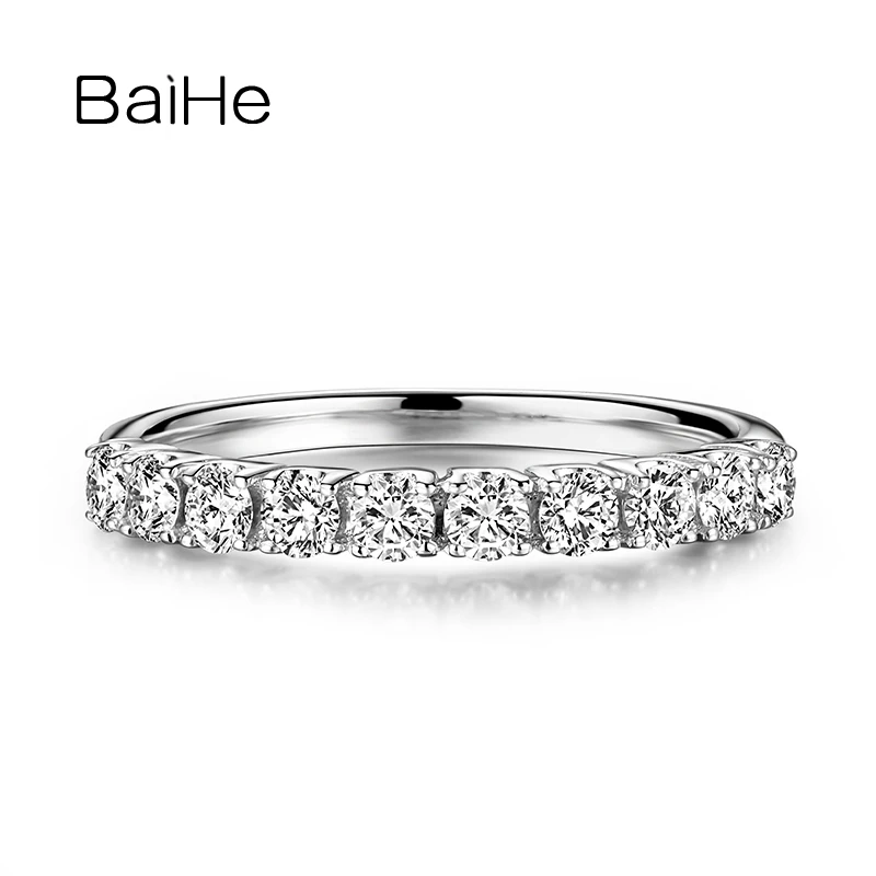 

BAIHE Genuine Solid 18K White Gold 0.50ct H/SI-SI3 Natural Diamond Ring Men Women Wedding Engagement Trendy Fine Jewelry Anillo