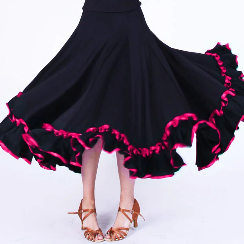 Ballroom Dance Skirt For Women Flamenco Skirt Elegant Waltz Dance Wear Red Spanish Dress Stage Costume Tango Dancewear  JL2492