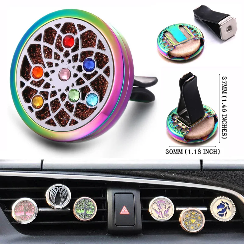 New Color Crystal No Magnet Aroma Car Air Freshener Perfume Aromatherapy Diffuser Locket Essential Oil Diffuser Car Clip Jewelry