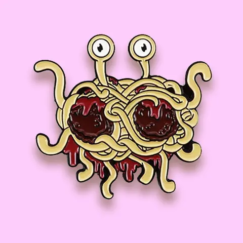 Flying Spaghetti Monster FSM Brooch Pin Funny Pastafarianism Ramen Monster FSM Enamel Pin Denim Lapel pin badge Spille Brosche