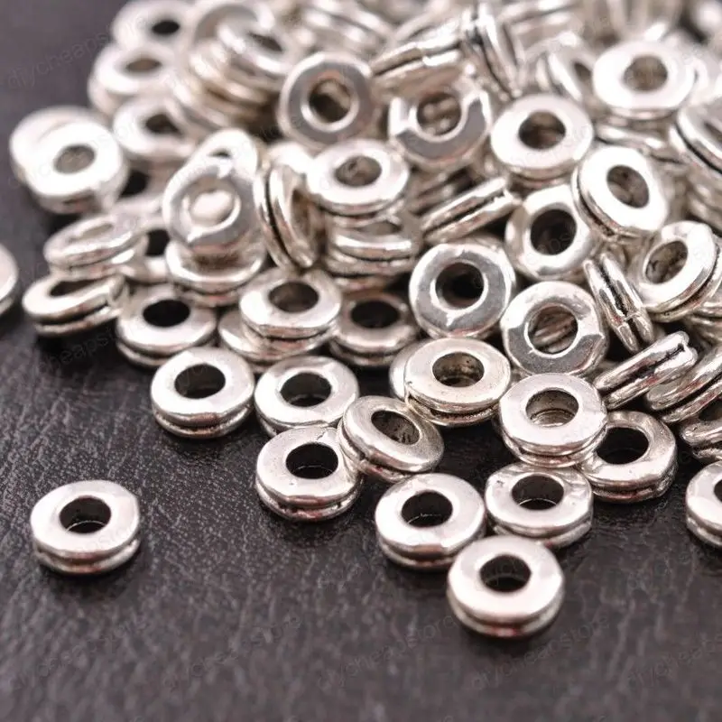 100Pcs Round spacer Tibetan Silver Metal Beads for Jewelry Making DIY jewelry Findings Pendant Charms for Bracelet Making 6MM