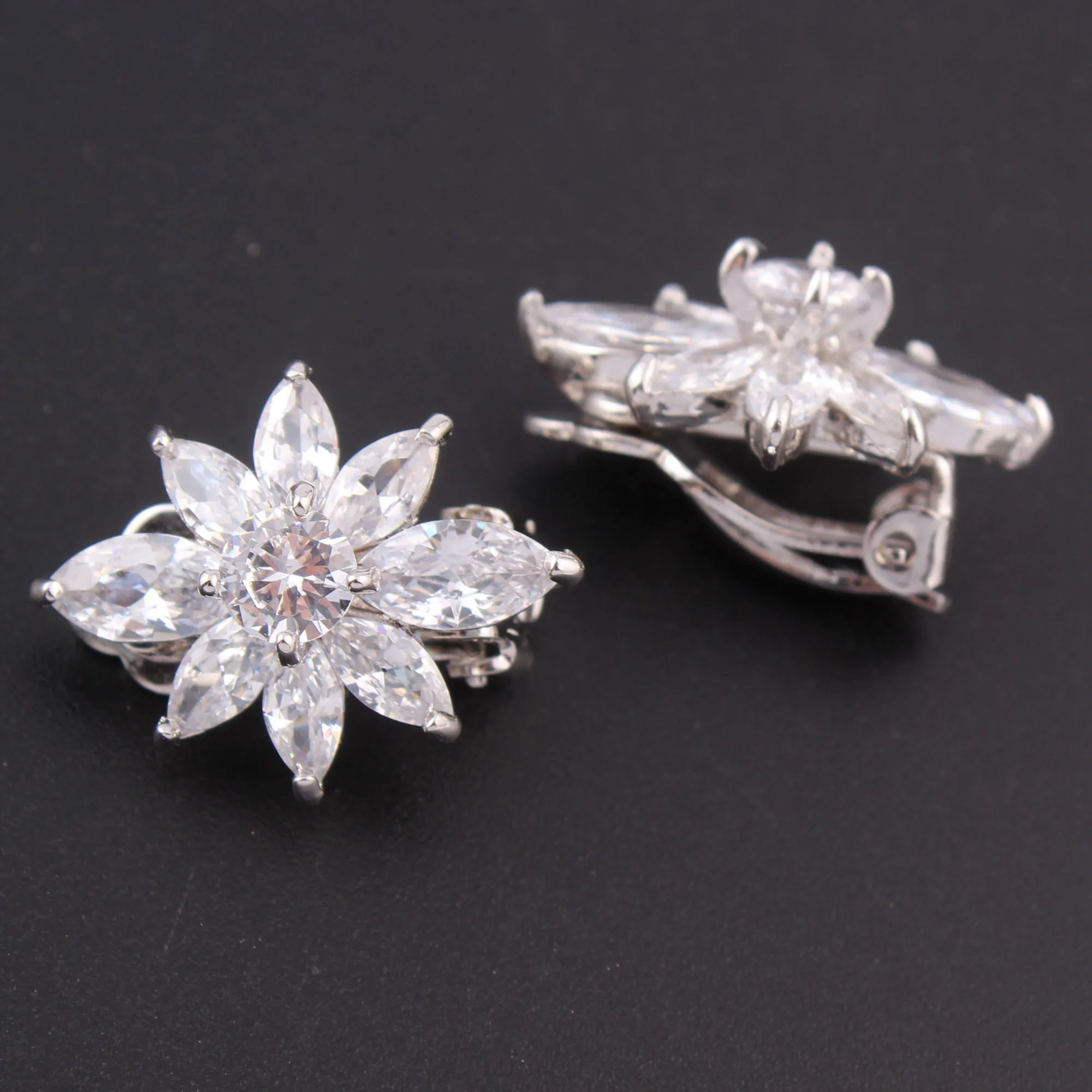 WENHQ New Arrival Stud Clip on Earrings No Pierced for Women High Quality AAA Cubic Zircon Cuff Earrings No Ear Hole Ear Clip
