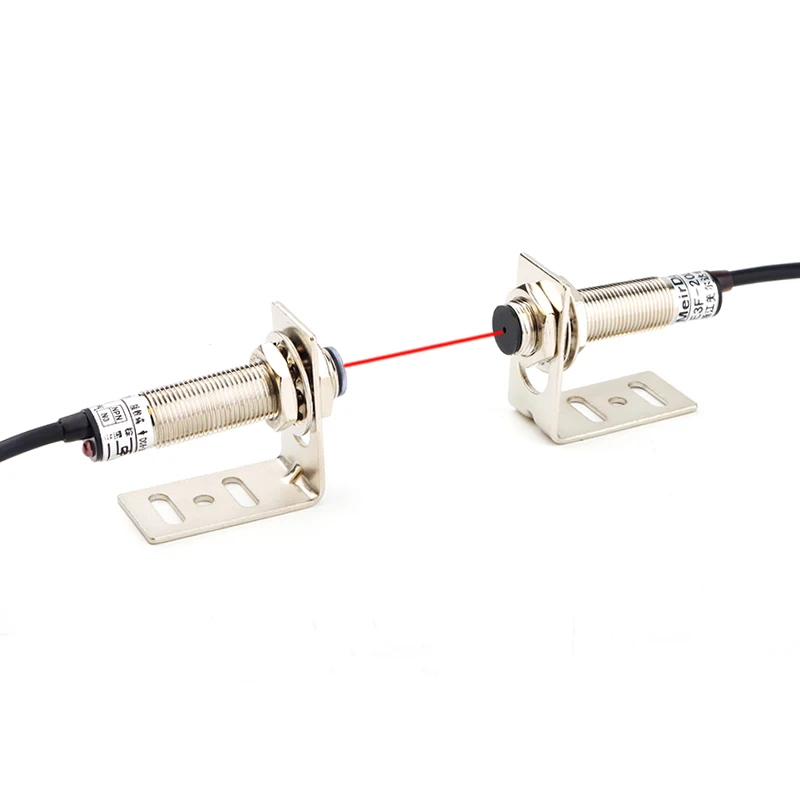 M12 مفتاح مستشعر شعاع كهروضوئي ليزر مقاوم للماء مسافة 20 متر مخرج NPN PNP #1