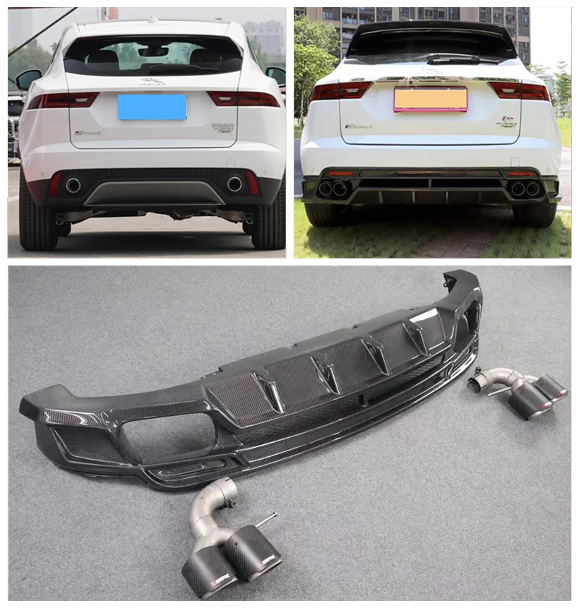 Real Carbon Fiber Bumpers Front Lip Air Vents Rear Diffuser Spoiler Fender Vents For Jaguar E - PACE 2016-2021 Car Body Kit