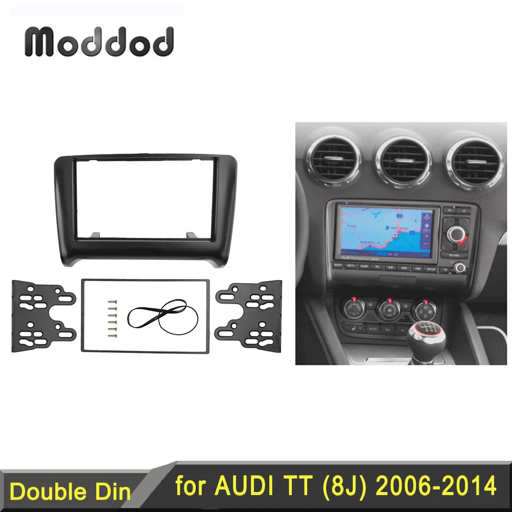 Double 2 Din Fascia for Audi TT (8J) 2006-2014 Radio CD DVD Stereo Panel Dash Mount Trim Kit Audio Surround Frame Plate Bezel