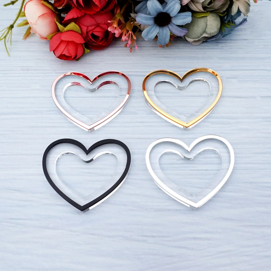Acrylic Mirror Napkin Rings For Table Decor Acrylic Gold Silver Holder Napkins Ring Heart / Round Shape Dinner Party Wedding Use 3