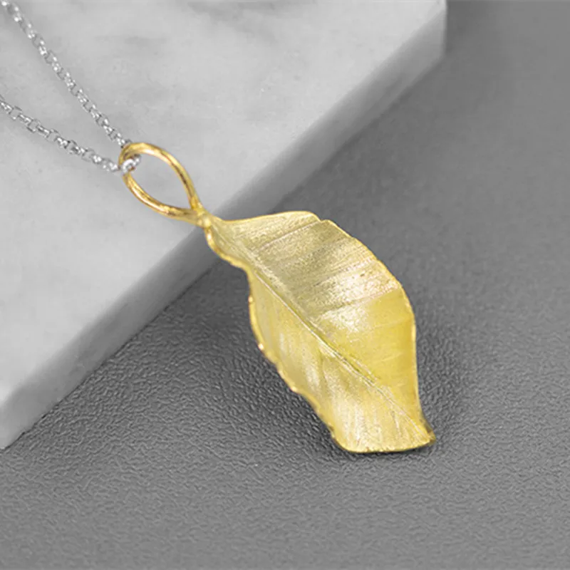 

S.EAST SUN 925 Sterling Silver Handmade imitation elegant Leaf Pendant, suitable for women's party gift jewelry