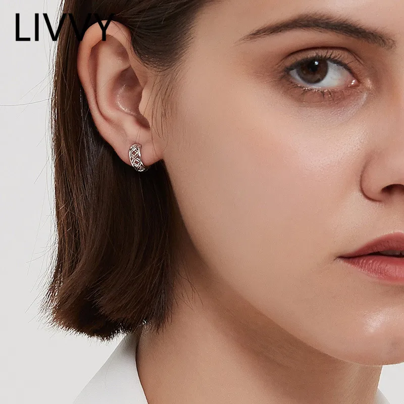 

LIVVY 2021 New Arrival Silver Color Cross Hollow Earrings For Women Simple Trendy Birthday Party Jewelry Accessories