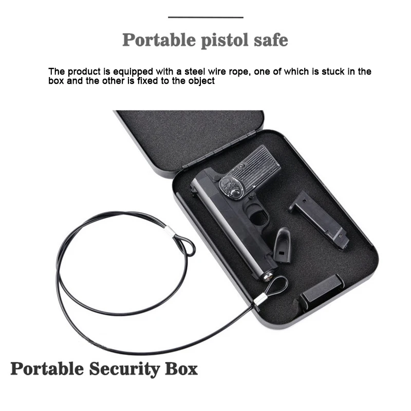 Portable Pistol Safe Mini Combination lock Gun Box Car Security Box To Storage Valuables Cash Jewelry Safe Ammo Box Gun  Safes