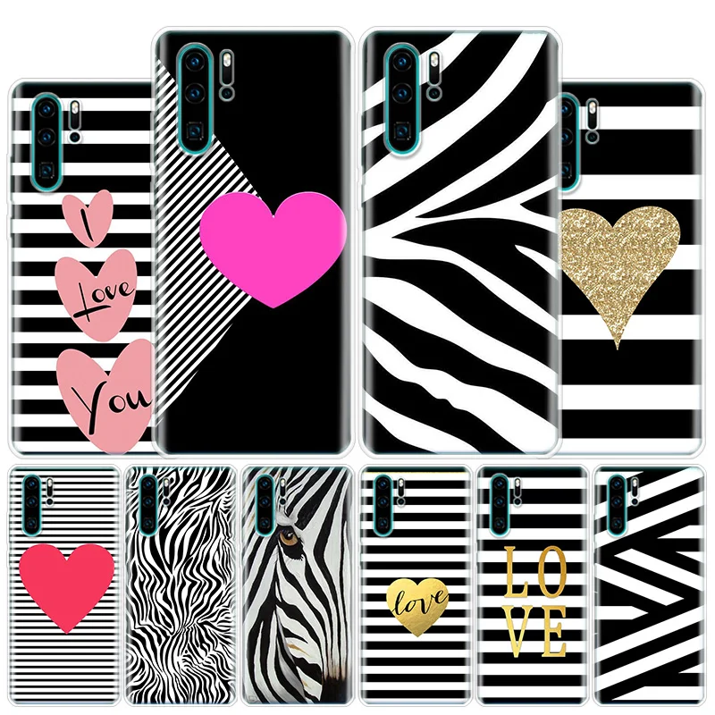 Black white Zebra Stripe Phone Case For Huawei Honor 10 Lite 9 20 Y5 Y6 Y7 Y9S P Smart Z 8S 8X 9X 8A Pro 7X 7A 10i Cover Coque